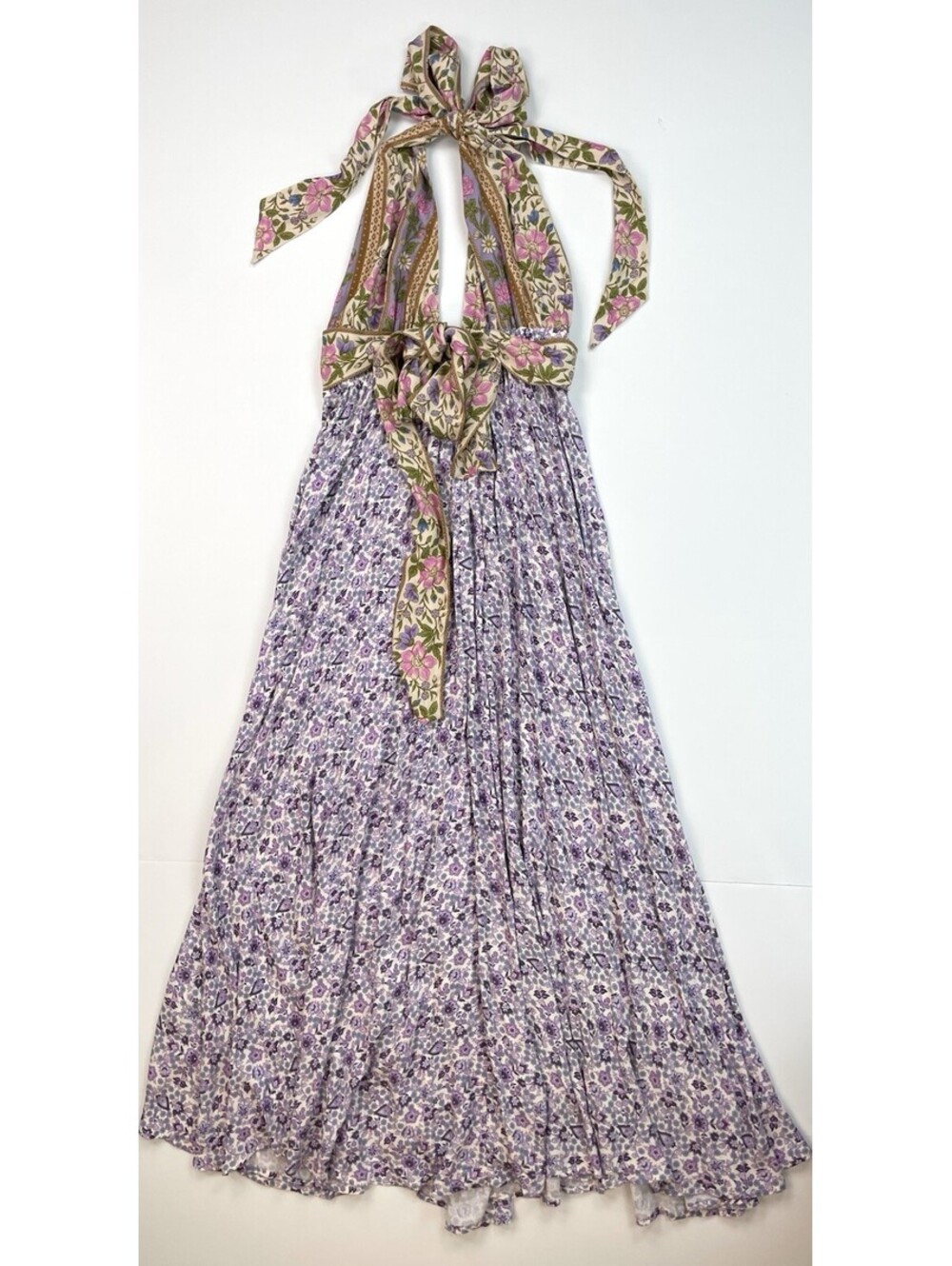 Spell & The Gypsy Sienna Halter Maxi Dress M Lilac Mixed Print Viscose Boho - Picture 3 of 8